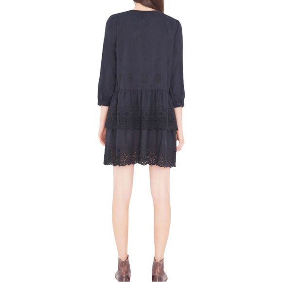 The Great. The Dolly Dress Black Eyelet Cotton - Picture 2 of 14